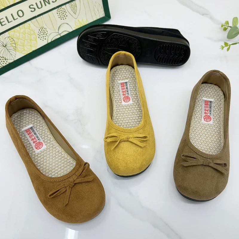 老北京布鞋女夏季浅口平底豆豆鞋时尚百搭单鞋软底防滑舒适妈妈鞋