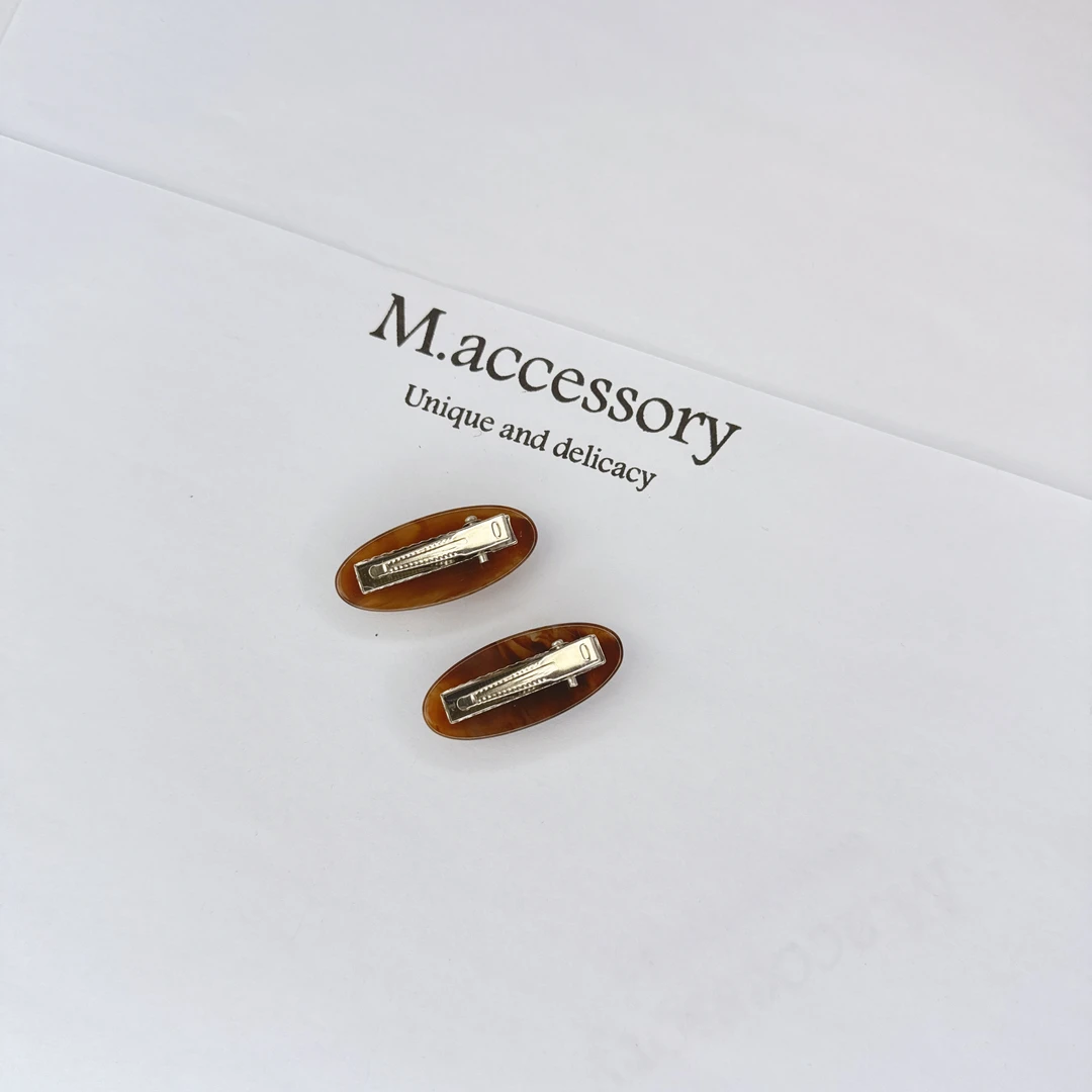 Mi33 韩版饰品 花纹椭圆形鸭嘴夹边夹 J056015