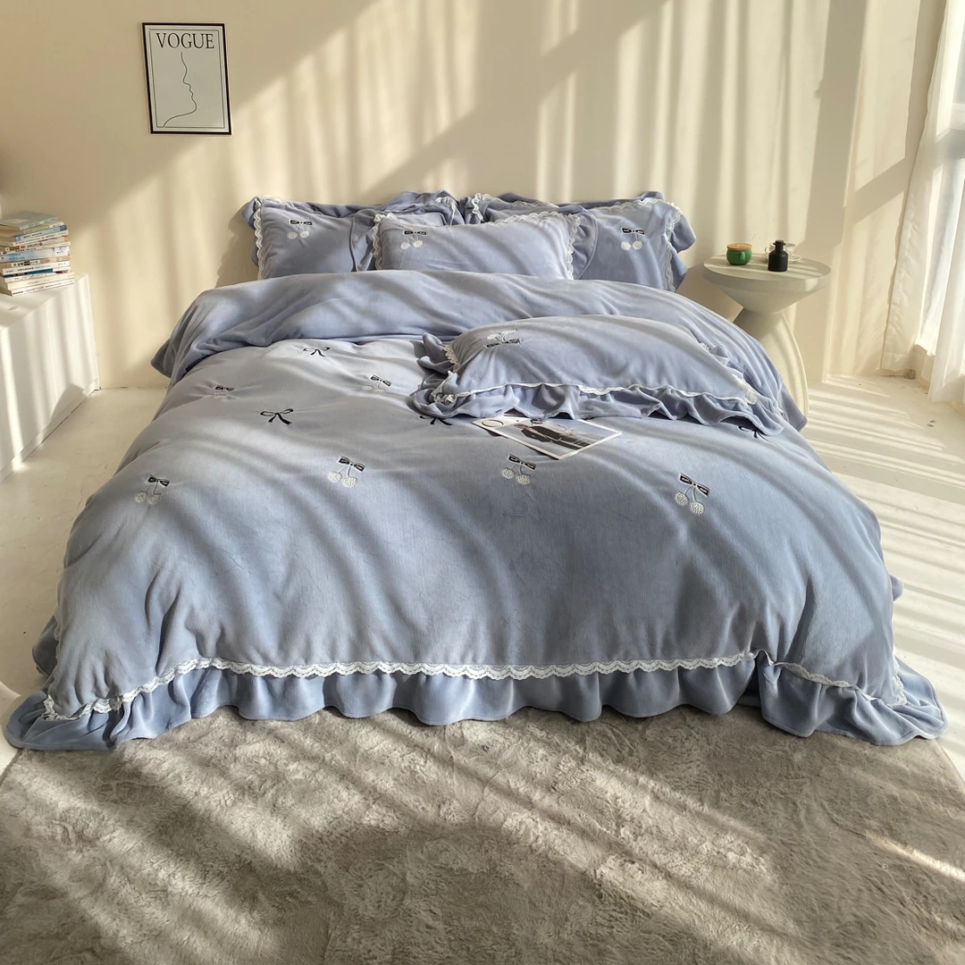 满满爱家纺 双12王炸加厚高克重牛奶绒床盖四件套宠粉与成本无关