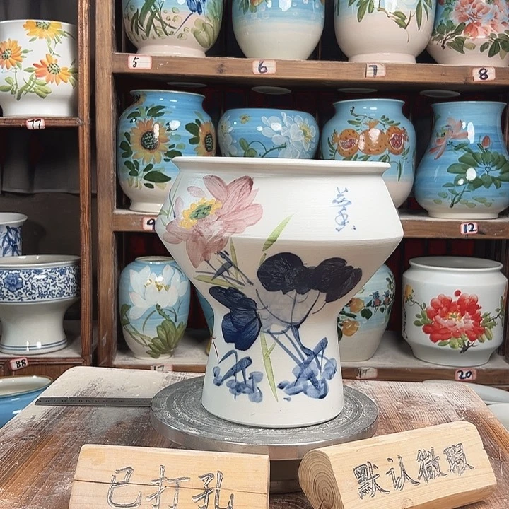 摆件高脚荷花新款新款陶瓷