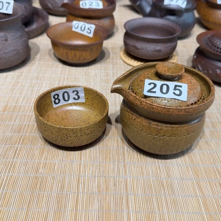 杯粗瓷茶具素胎无釉盖碗