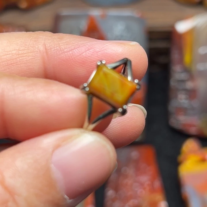 玛瑙/玉髓银S925镶嵌戒指