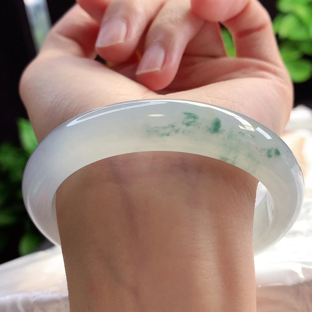 未镶嵌手镯翡翠57-58圈口冰飘花通透起光绝绝子4号