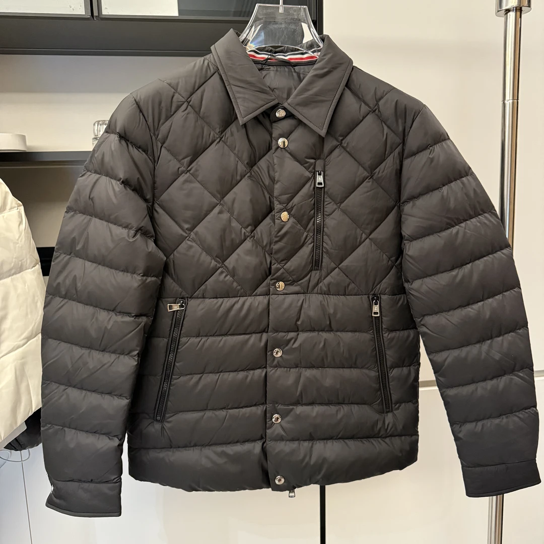 2025新款常规标准落肩袖保暖翻领短款秋冬商务男子羽绒服