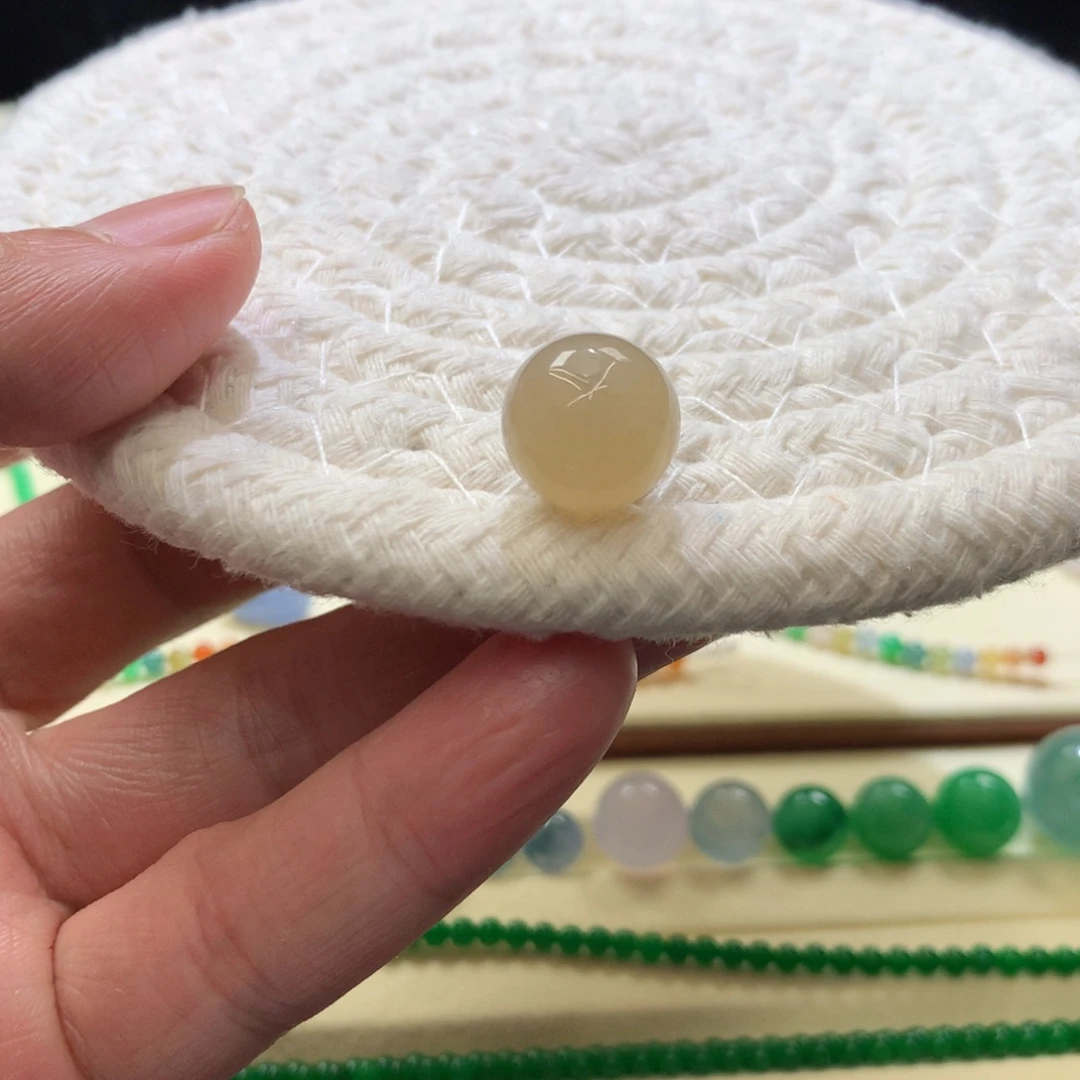 定制翡翠未镶嵌12mm冰糖雪梨黄