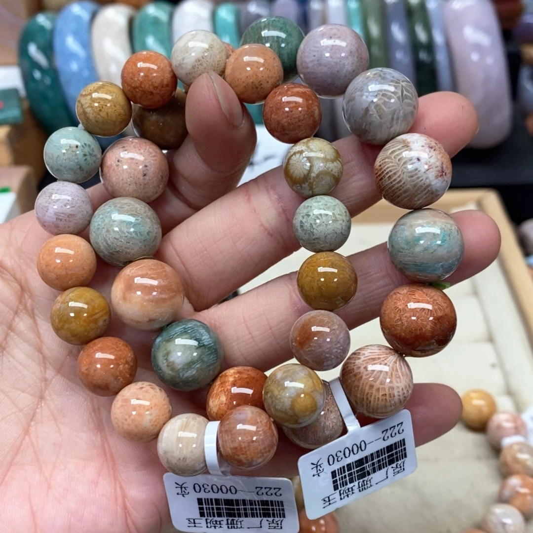 硅化珊瑚（珊瑚玉）手链未镶嵌缘*@028