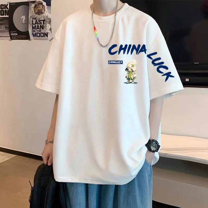 潮牌纯棉短袖t恤男女夏装国潮宽松大码半袖休闲学生青少年上衣ins