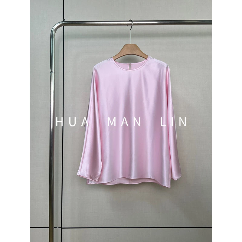 【花滿林】圆领连肩袖40MM重磅缎面桑蚕丝上衣245566