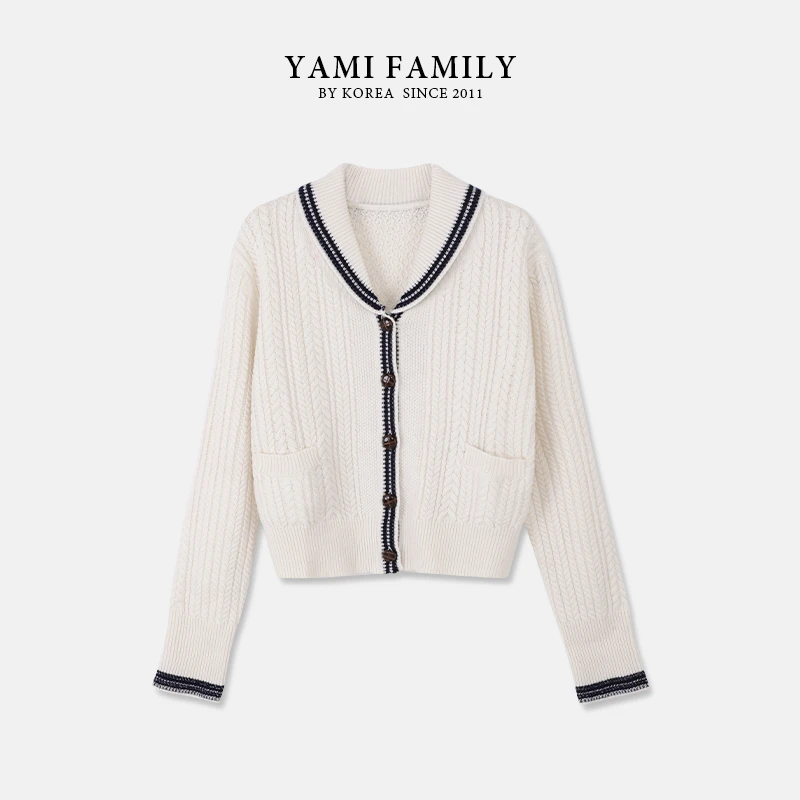 【瑞士卷】YM-ZZS-2414长袖针织衫百搭设计师秋冬撞色秋季翻领