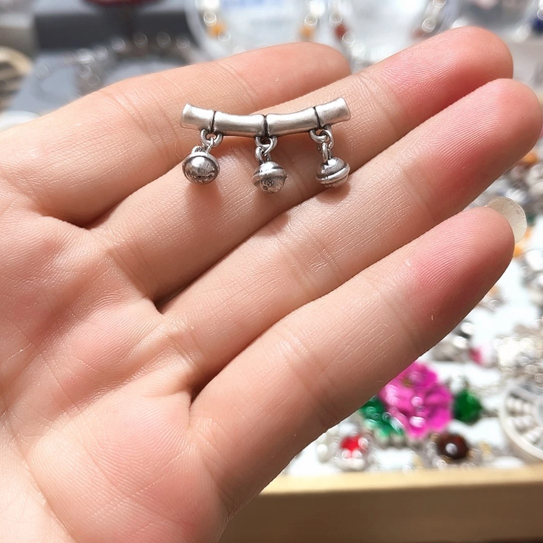 珐琅吊坠足银铃铛弯管