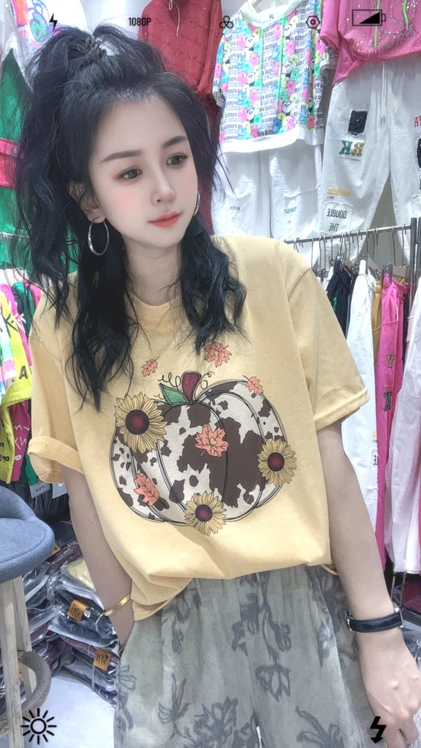 爆爆家 49—109 休闲潮牌工艺短袖夏季宽松印花重工大版百搭