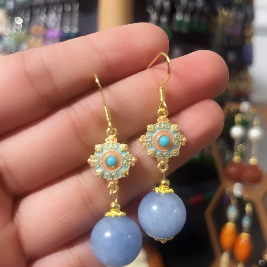 锆石纯铜925银耳饰