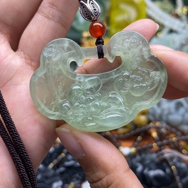 未镶嵌岫玉吊坠毛衣链锁骨链