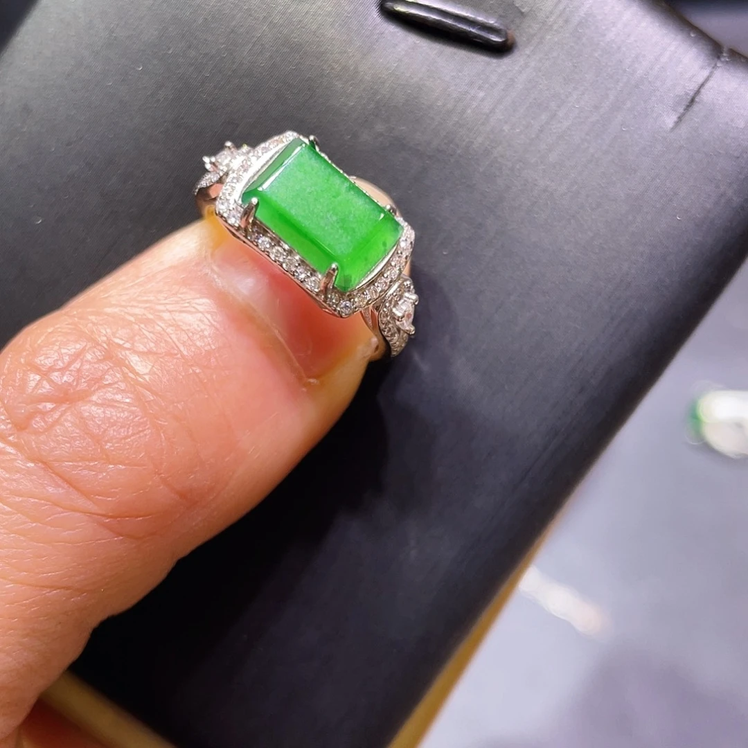 翡翠银S925镶嵌项链戒指