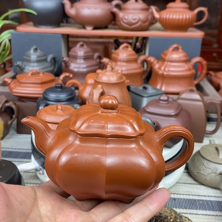 紫砂茶壶筋纹传炉230cc原矿赵庄朱泥特价