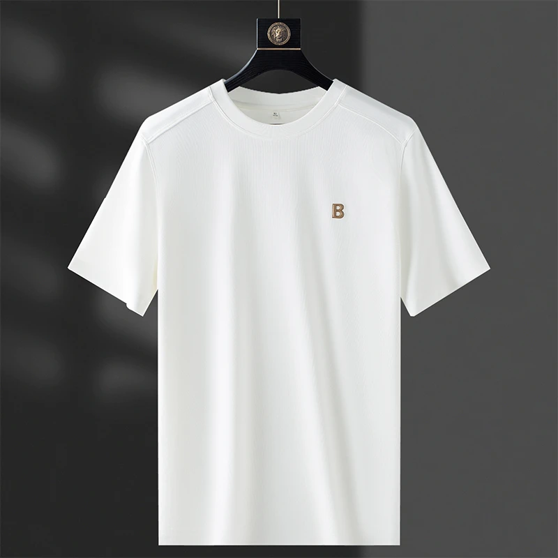 重磅380g面料 春季加厚款白色t恤男短袖修身高端欧货打底半袖男士