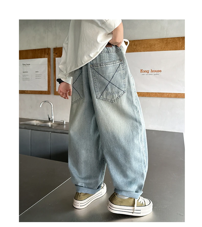 童装男童牛仔裤儿童2025春季新款痞帅休闲裤炸街中大童百搭裤子