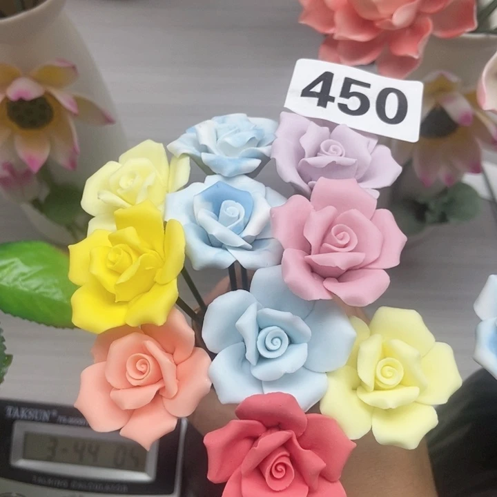陶瓷手工制作陶瓷花10朵磨砂