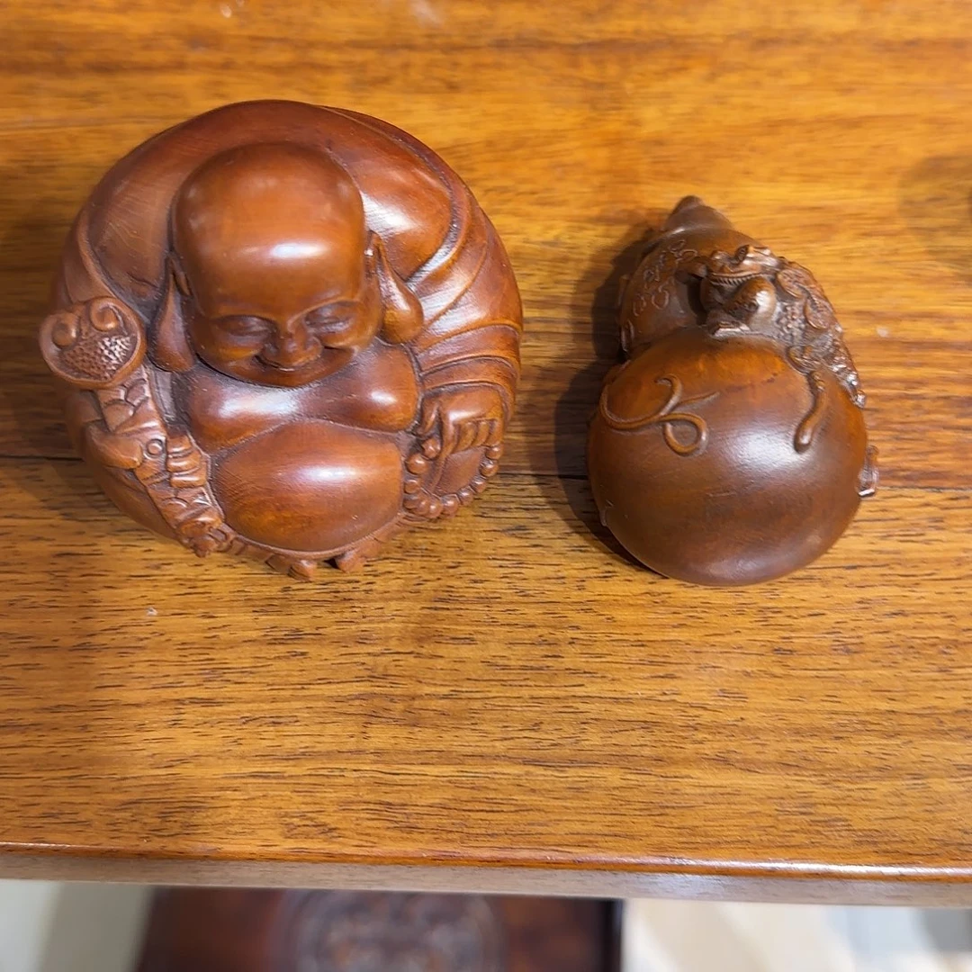 乡***国黄杨木摆件两个一起
