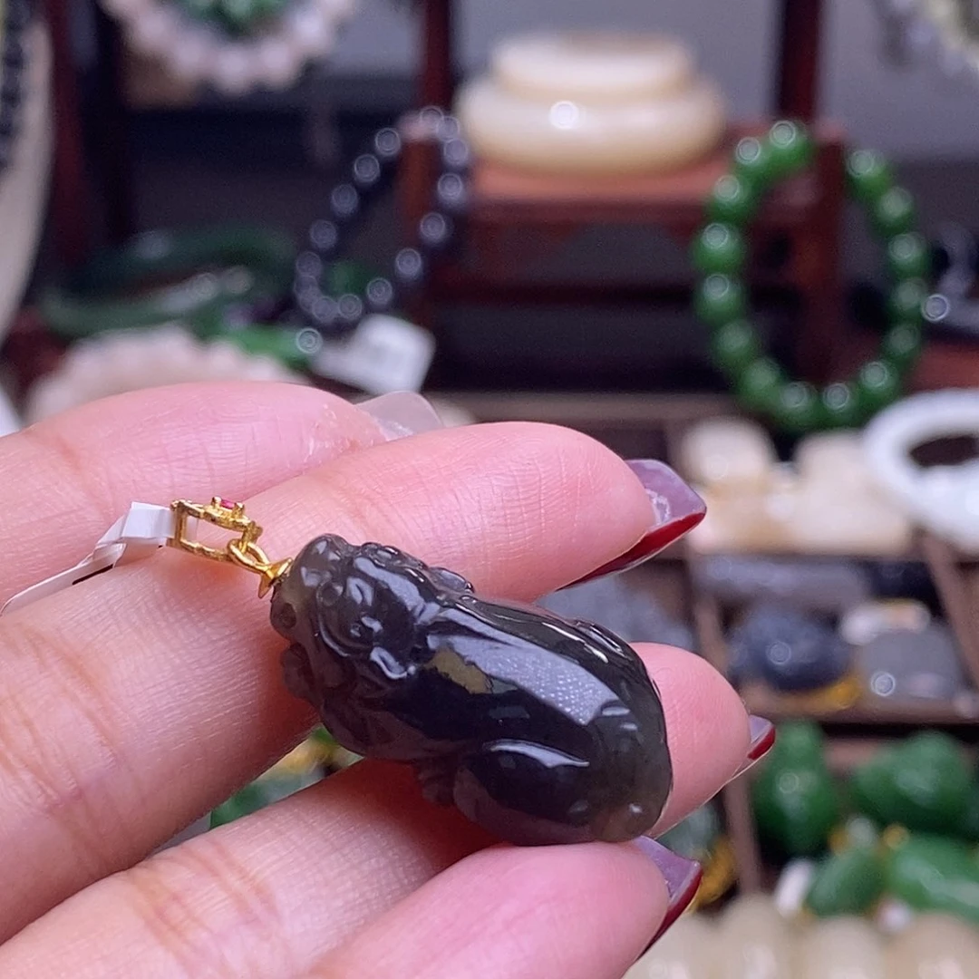 和田玉清货价冰烟紫金镶貔貅未镶嵌