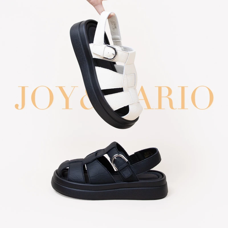 J&M/快乐玛丽【一秒入夏】罗马鞋包头凉鞋休闲百搭韩厚底女鞋G25095