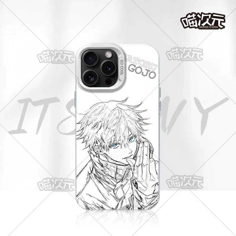 线稿五条悟二次元彩银手机壳防指纹爆款动漫适用苹果华为小米ins