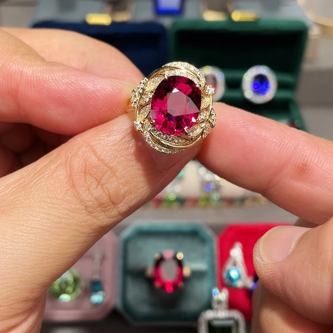 戒指18K金镶嵌碧玺4.71ct