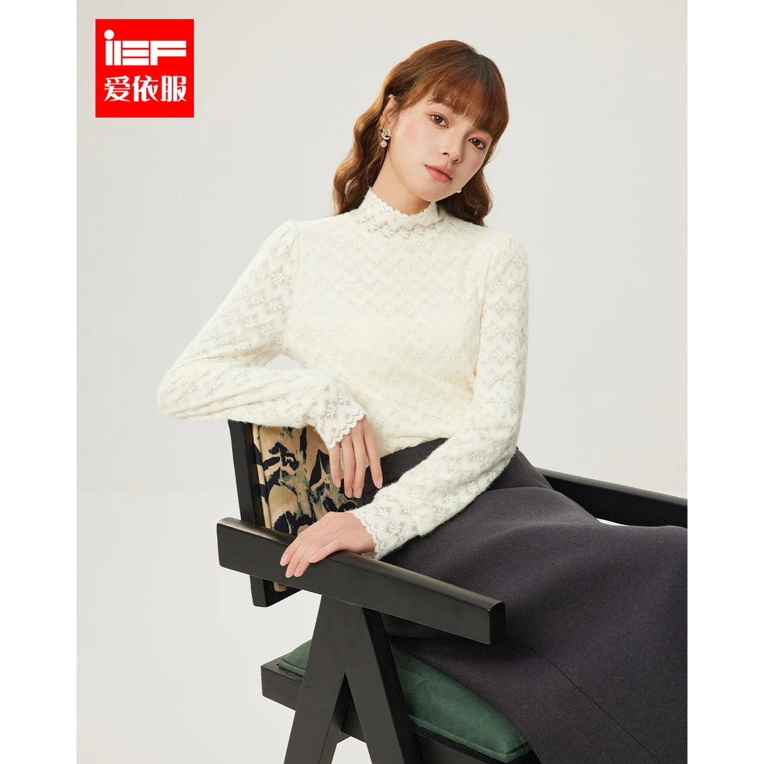 IEF/爱依服2025冬春季新款法式成熟女人味通勤百搭保暖蕾丝打底衣