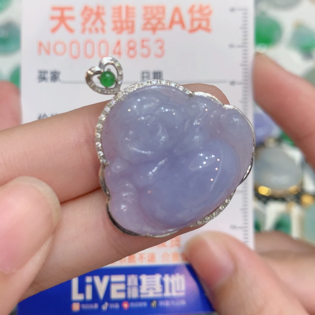 翡翠18K金镶嵌颈饰佛公