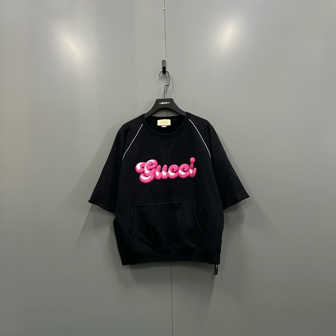 99新 GUCCI/古驰 zz1 创星说正面字母logo短袖卫衣 L/98新/609169