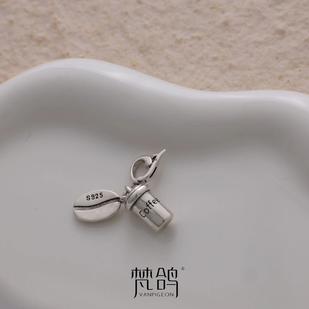VANPIGEON/梵鸽 吊坠925银 咖啡豆吊坠手工时尚百搭复古