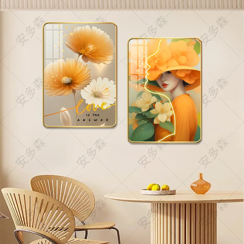 S431【花人同美】床头墙面装饰画温馨房间背景墙客厅双联挂钩壁画