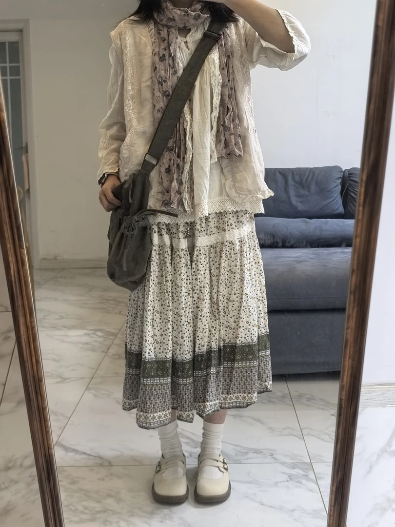 森系碎花半身裙柔软上衣