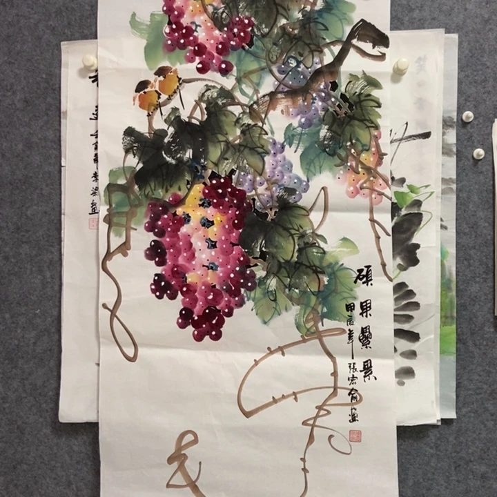 国画葡萄50宽100厘米高