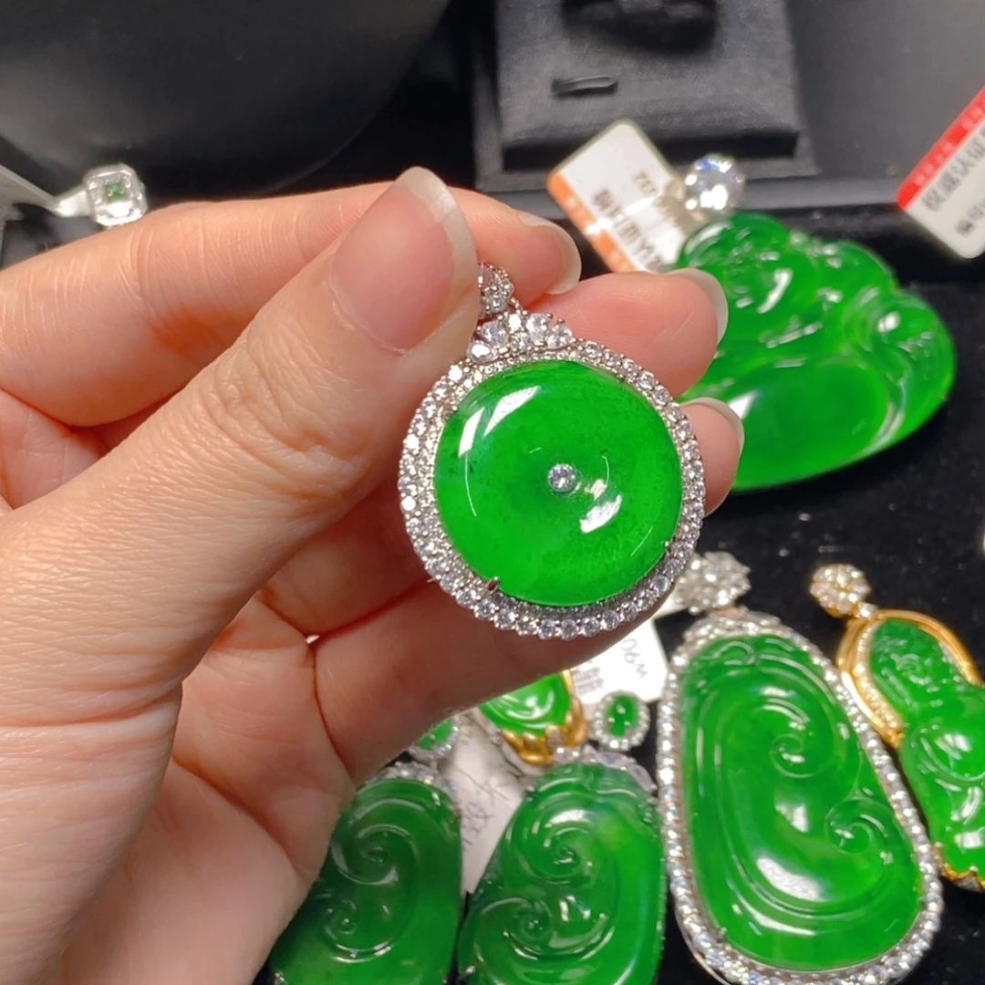 翡翠银S925镶嵌吊坠(不含链)