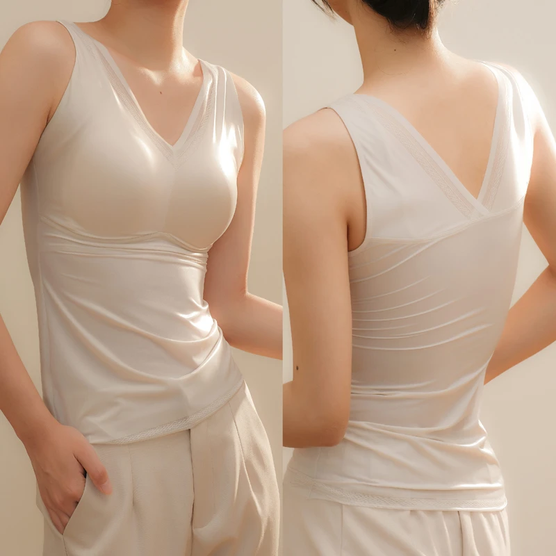 新款夏季修身型性感薄杯美肤背心免穿无痕大码打底美背