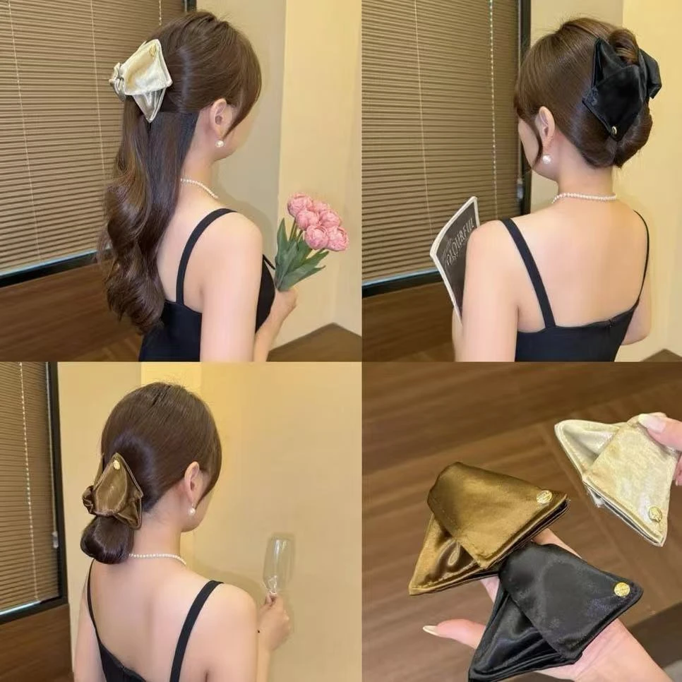 法式简约三角抓夹布艺发夹抓夹2025新款气质发饰鲨鱼夹时尚饰品