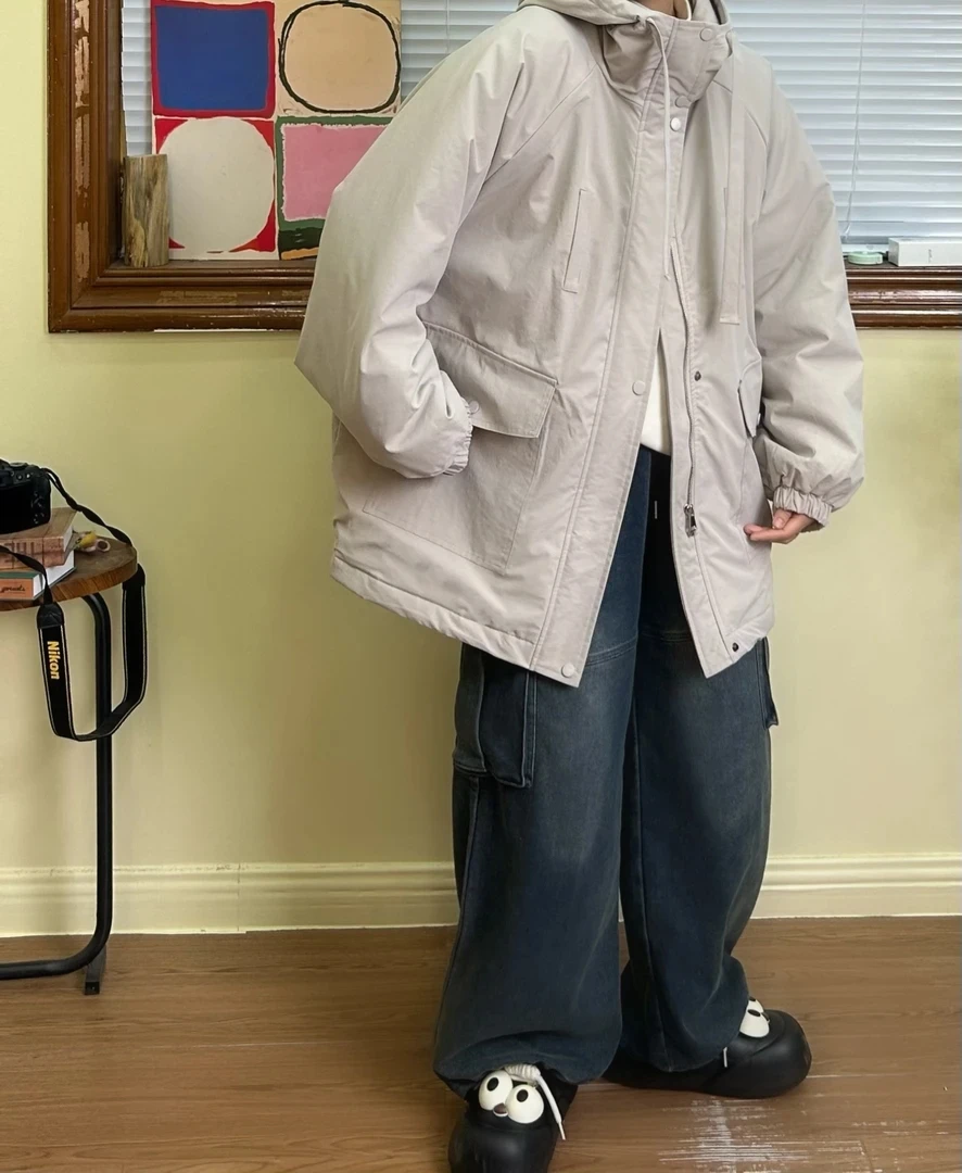 冬季宽松休闲百搭连帽棉服505