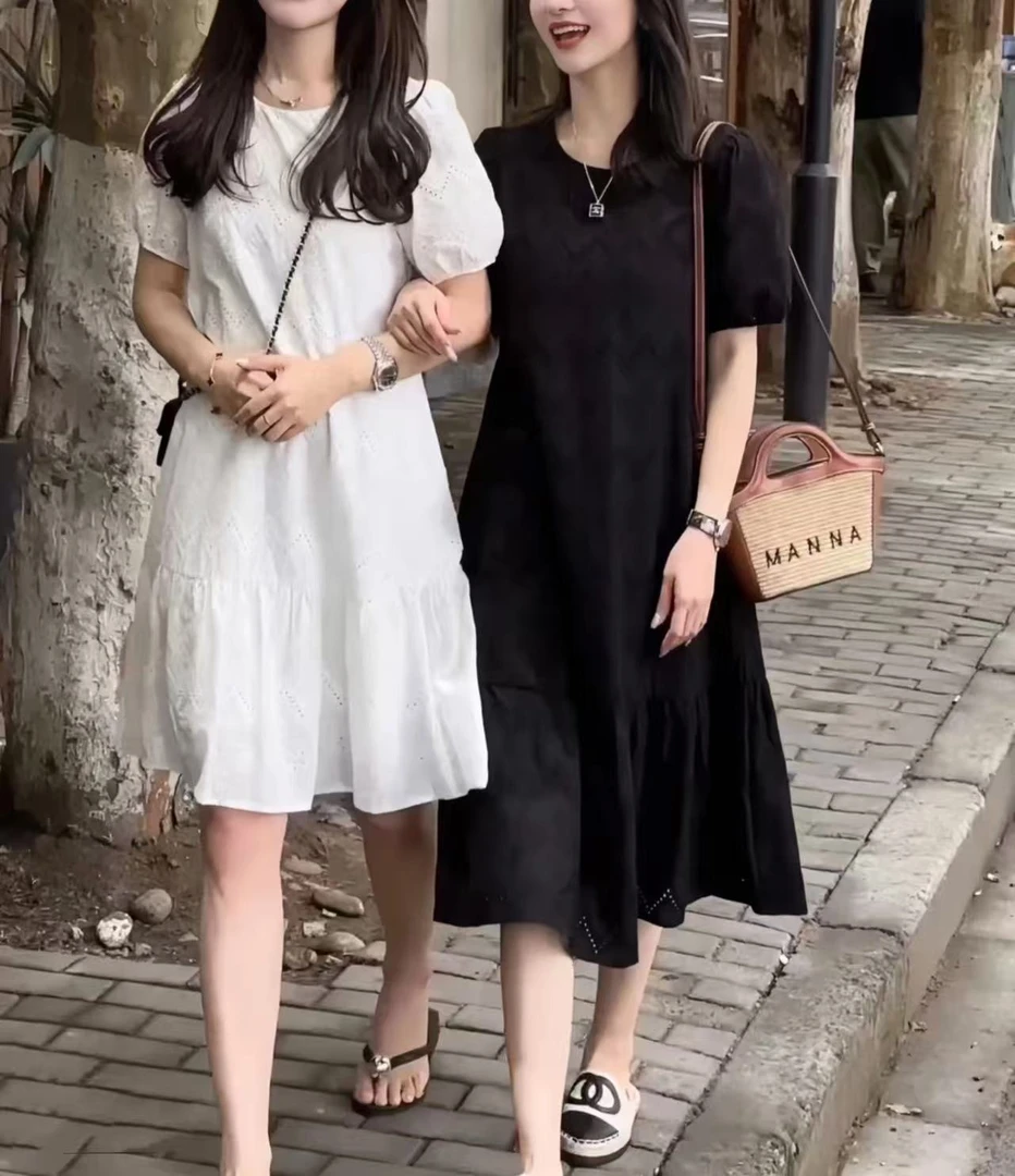 显瘦时尚白色法式女装连衣裙5421宽松连衣裙