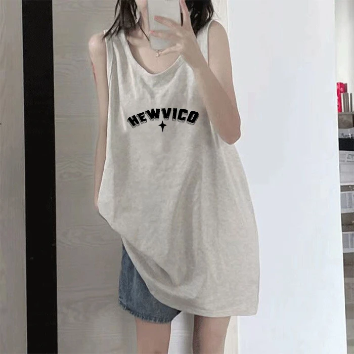 大码胖mm无袖吊带背心女夏季新款宽松显瘦百搭休闲运动上衣打底衫