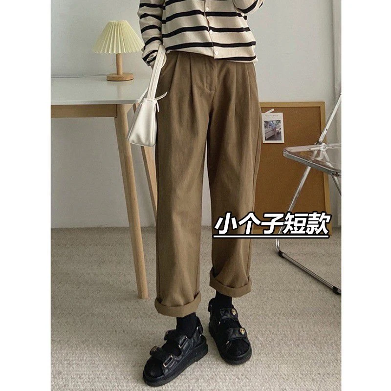 韩版休闲裤2025秋季新款显瘦百搭哈伦裤女宽松直筒裤高腰工装裤子