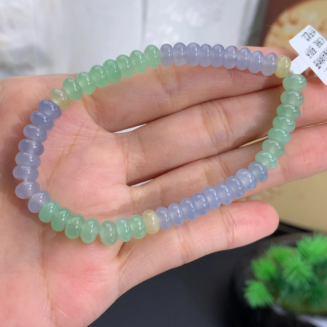 翡翠未镶嵌手串卡6冰胶多宝算盘手串