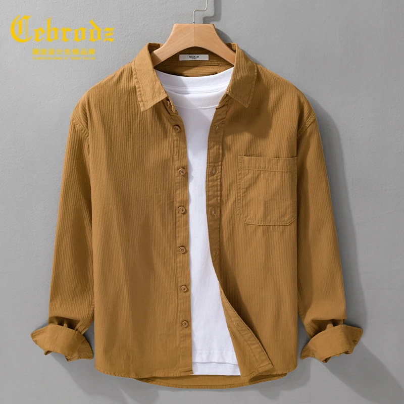 法国Cebrodz长袖衬衫男高级感英伦休闲风寸衫简约春秋季百搭男士