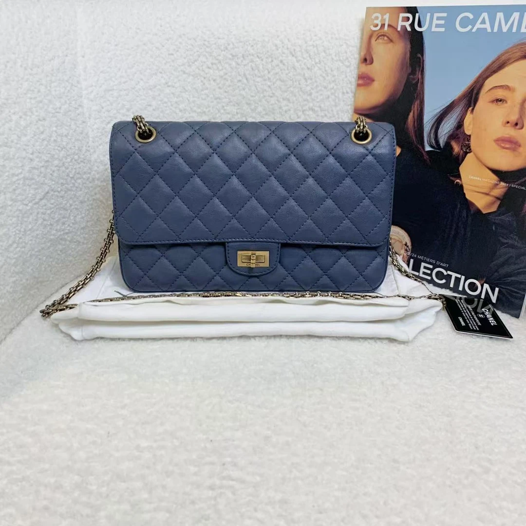 99新 Chanel/香奈儿 壹臻/蓝金2.55大号单肩包 / 24432339