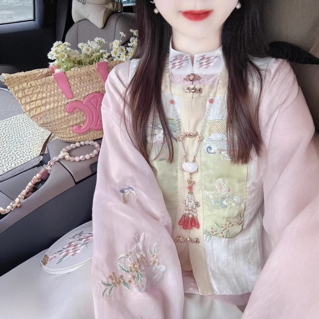 新中式女装国风套装长袖衬衫上衣外套女套装女夏2025新款爆款洋气