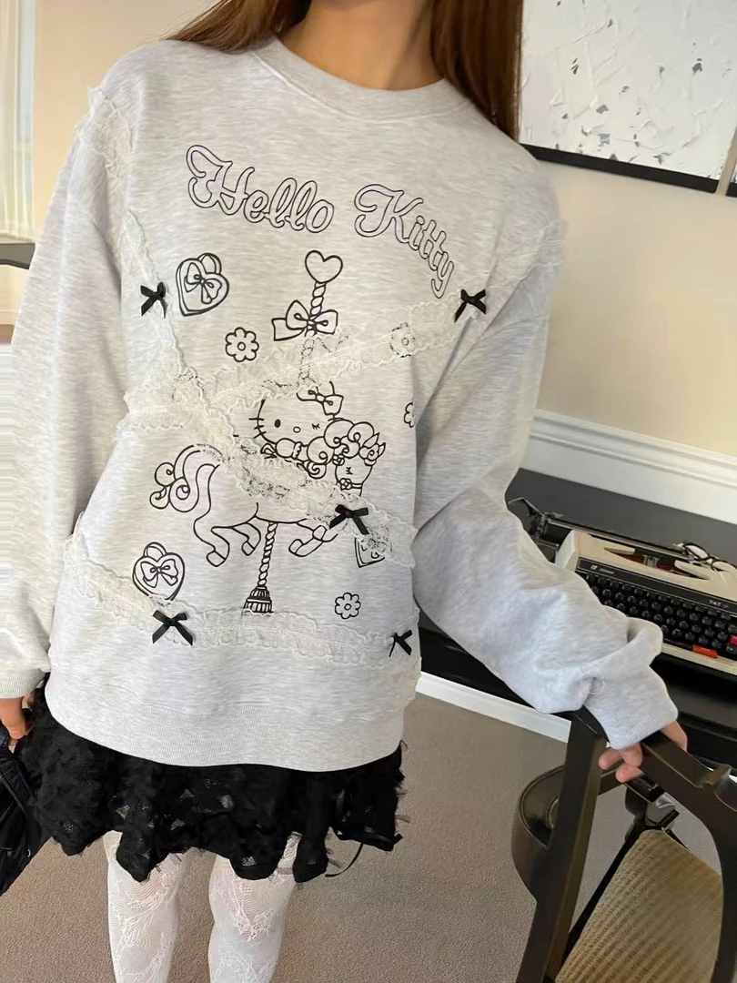 【no退no换】芳芳在韩国 东大门正品代购/BO家/蕾丝卡通字母卫衣