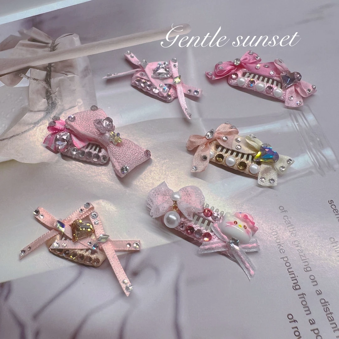 哆啦手作｜粉色宠物BB夹蝴蝶结萌宠头饰约克夏马尔济斯碎发夹