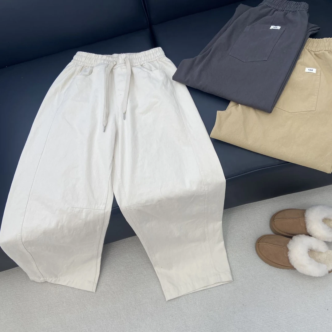 005【夏季新款】韩系e家口袋定标纯色宽松百搭休闲裤（25007）