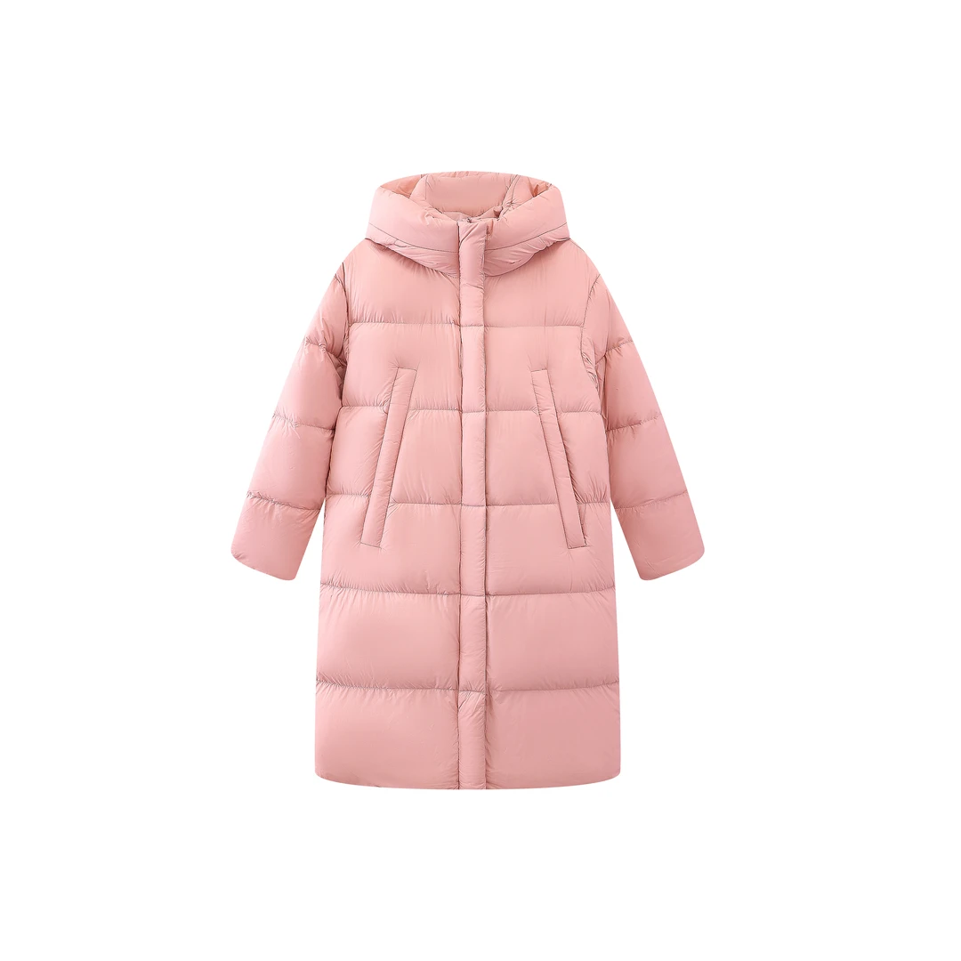 TFK 女士连帽中长款加厚时尚休闲保暖过膝外套羽绒服HD0039