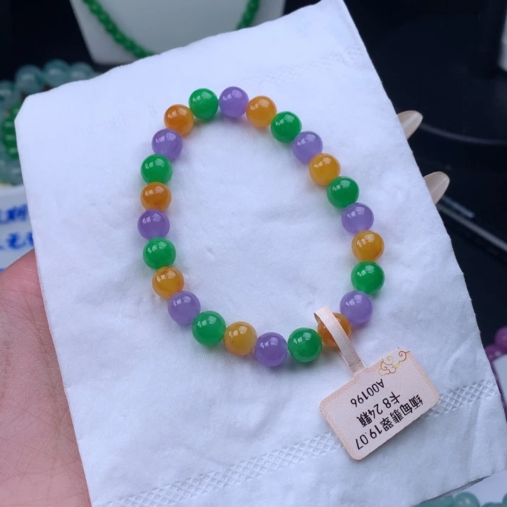 路***哥缅料卡8多宝色手串